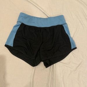 black and blue running shorts
